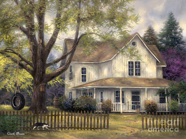  Old House Art Print featuring the painting Simple Country by Chuck Pinson