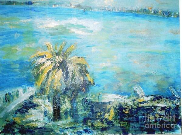Seascape Art Print featuring the painting South of France  Juan les Pins by Fereshteh Stoecklein