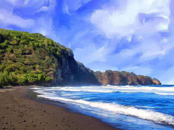 Surf Art Print featuring the painting Surf at Pololu Valley Big Island by Dominic Piperata