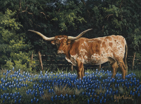 Texas Longhorn Art Print featuring the painting Texas Traditions by Kyle Wood