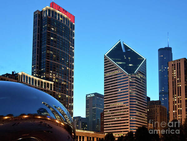 Bean Art Print featuring the photograph A View from Millenium Park at Dusk by David Levin