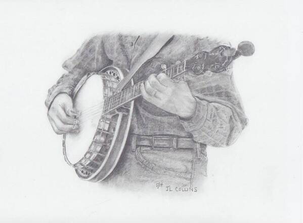 Bluegrass Art Print featuring the drawing Banjo Man by J L Collins