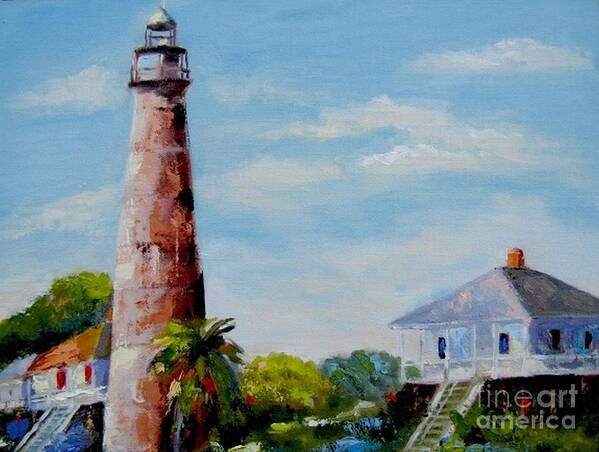 Landscape Art Print featuring the painting Bolivar Lighthouse by Vicki Brevell