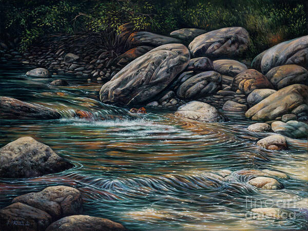 Landscape Art Print featuring the painting Boulders at Jemez by Ricardo Chavez-Mendez