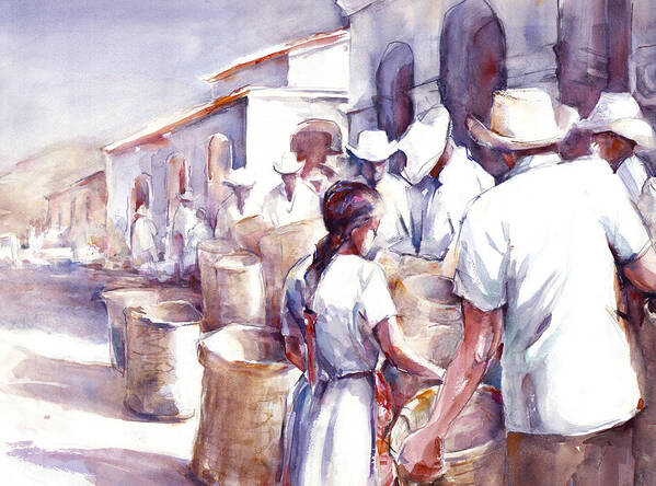 Mexican Market Art Print featuring the painting Coyotepec by Joan Jones