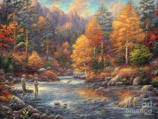 Fly Fishing Art Print featuring the painting Fly Fishing Legacy by Chuck Pinson