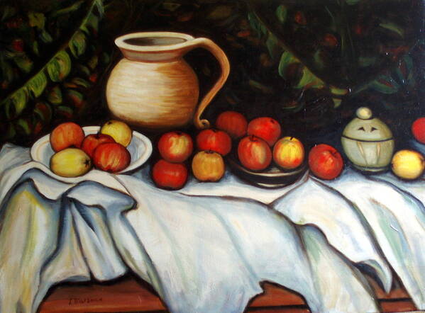 Still Life Art Print featuring the painting Homage to Cezanne by Lia Marsman