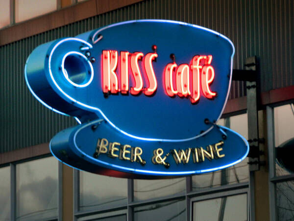 Urban Art Print featuring the photograph Kiss Cafe by Kathleen Grace