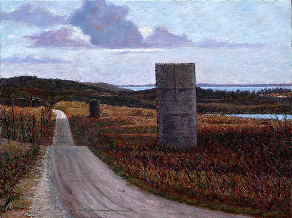 Landscape With Silos Art Print featuring the painting Landscape with Silos by Ritchie Eyma