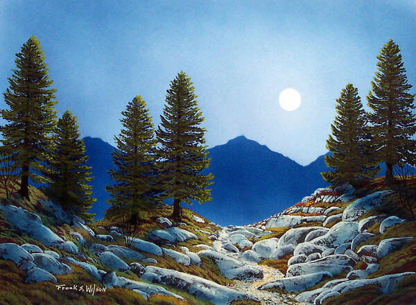 Landscape Art Print featuring the painting Moonlit Trail by Frank Wilson