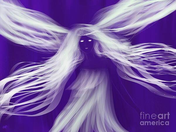 Fantasy Art Print featuring the painting Purple Woods Faerie by Roxy Riou
