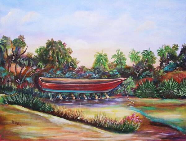 Boat Art Print featuring the painting Red Skiff by Patricia Piffath
