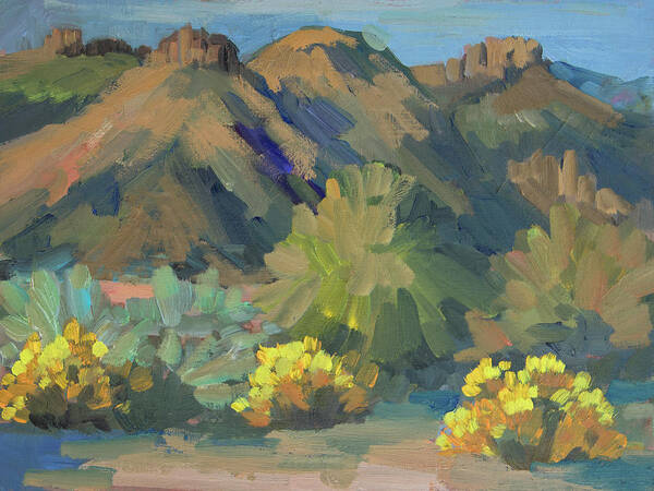 Coachella Valley Art Print featuring the painting Santa Rosa Mountains and Brittle Bush by Diane McClary