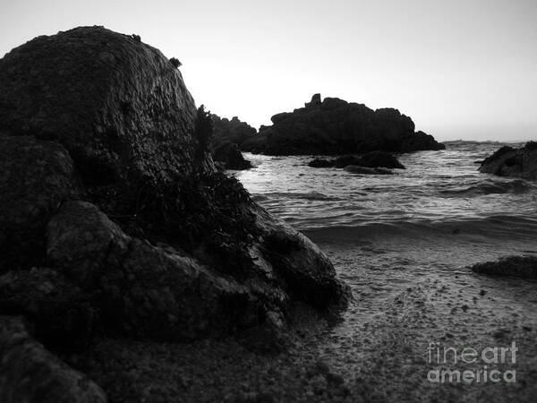 Pacific Grove Art Print featuring the photograph Shoreline Monolith Monochrome by James B Toy