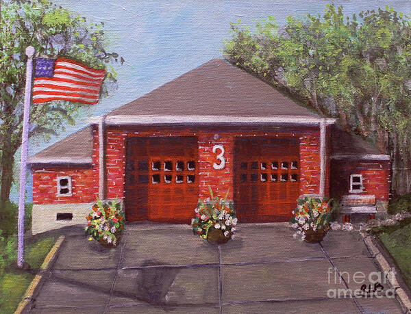 Waltham Art Print featuring the painting Spring Day at Willow Fire House by Rita Brown