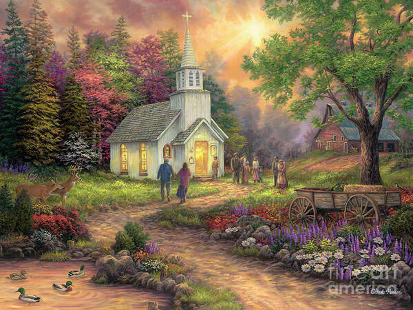 Church Art Art Print featuring the painting Strength Along the Journey by Chuck Pinson