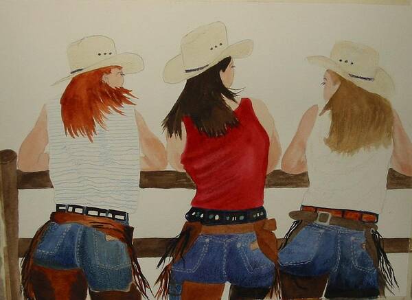 Western Art Print featuring the painting The Girls by Michele Turney