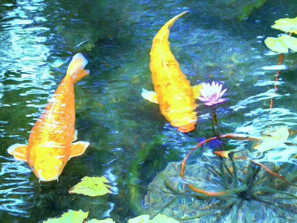 Koi Art Print featuring the painting Two Koi by Dominic Piperata