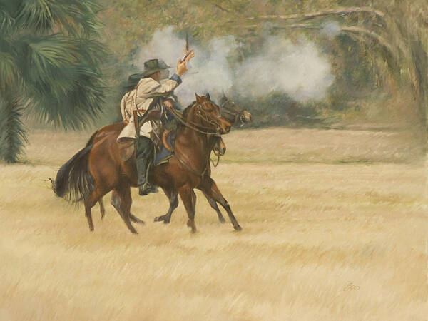 Union Art Print featuring the painting Union Riders by Linda Eades Blackburn