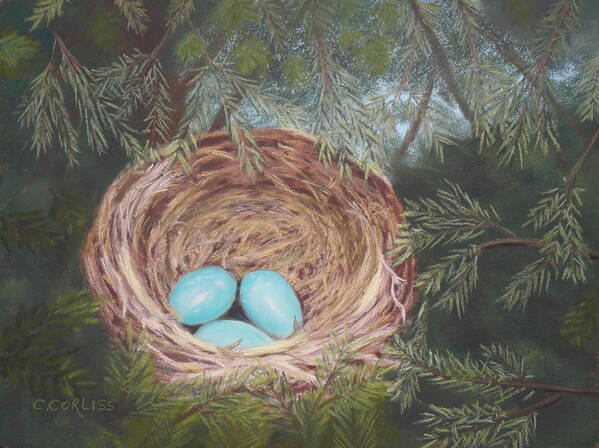 Eggs Art Print featuring the pastel Triplets #1 by Carol Corliss