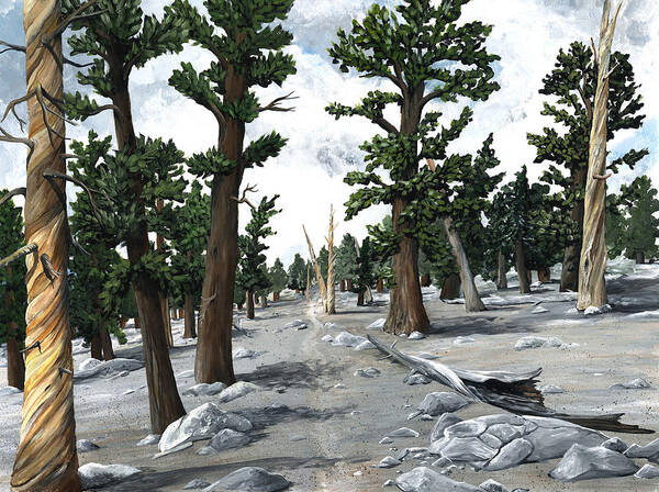 Trees Art Print featuring the painting A Stony Forest by Elizabeth Mordensky