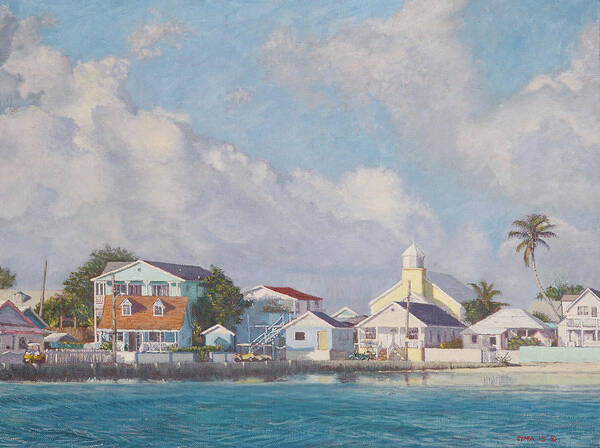 Green Turtle Cay Art Print featuring the painting Green Turtle Cay Water Front by Ritchie Eyma
