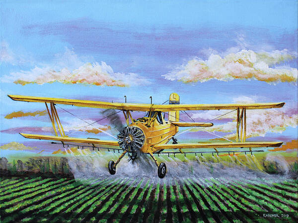 Ag Cat Art Print featuring the painting Grumman Ag Cat by Karl Wagner
