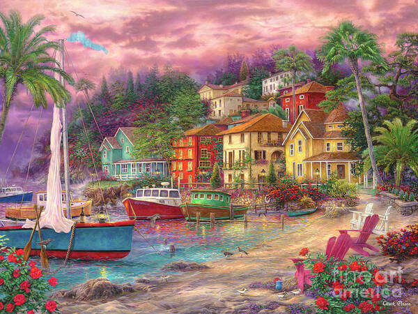 European Art Print featuring the painting On Golden Shores by Chuck Pinson