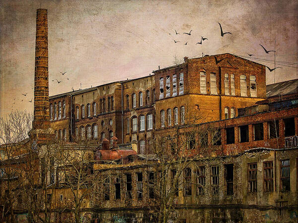 Factory Art Print featuring the digital art Abandoned Factory #1 by Sandra Selle Rodriguez