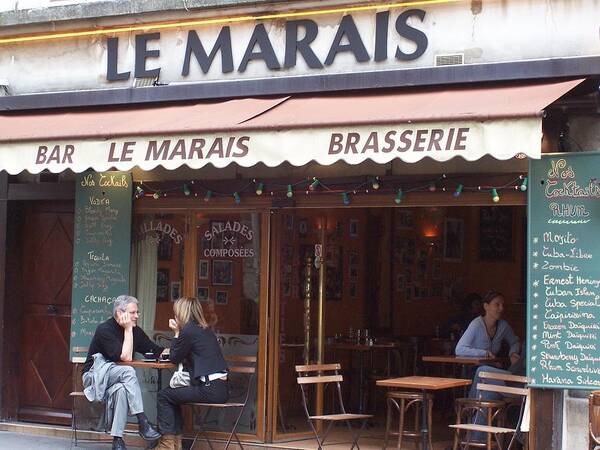 Paris Art Print featuring the photograph A Paris Cafe--Le Marais by Matthew Bamberg