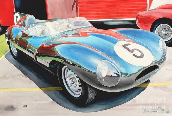 Watercolor Art Print featuring the painting D Type by Robert Hooper