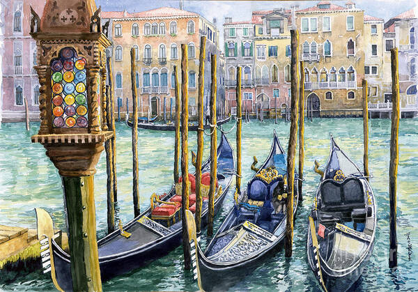 Watercolor Art Print featuring the painting Italy Venice Lamp by Yuriy Shevchuk