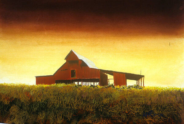 Barn Art Print featuring the painting Livingston Co. Red by William Renzulli