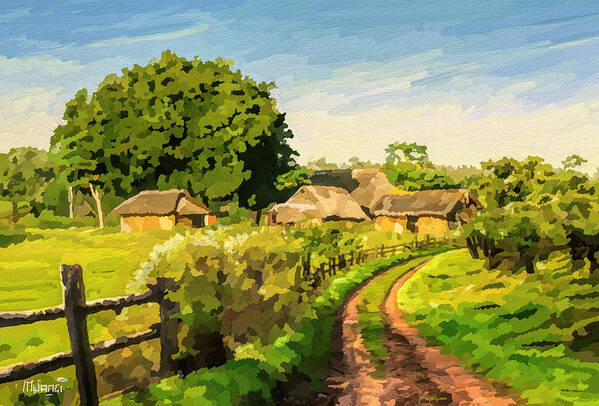 Countryside Art Print featuring the painting Rural Home by Anthony Mwangi