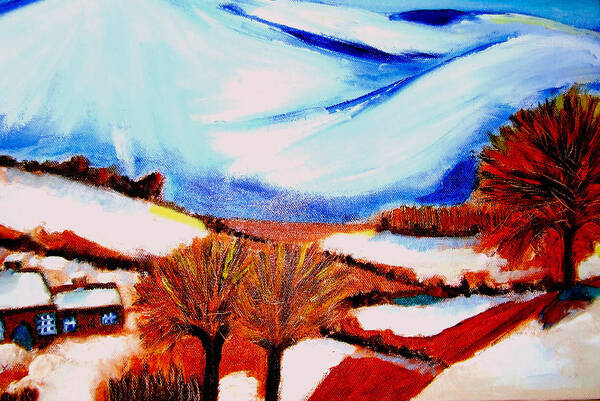 Winter Art Print featuring the painting Snow on Snow... by Rusty Gladdish