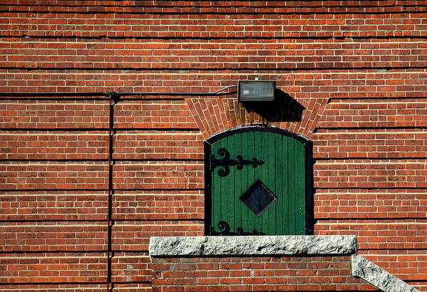 Bricks Art Print featuring the photograph Red Bricks Green Door by Bruce Carpenter
