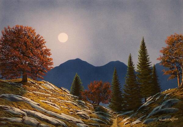 Landscape Art Print featuring the painting Mountain Moonrise #3 by Frank Wilson