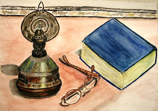 Watercolor Painting Lampion Art Print featuring the painting A lampion. by Shlomo Zangilevitch