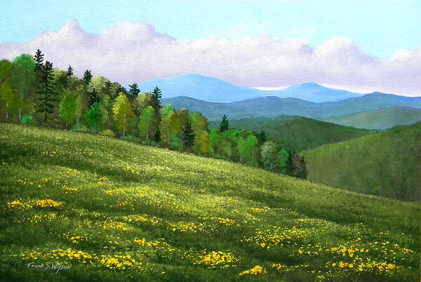 Spring Art Print featuring the painting Dandelion Hill by Frank Wilson