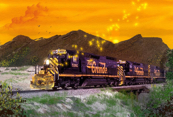 Trains Art Print featuring the digital art If I Had a Magic Wand by J Griff Griffin