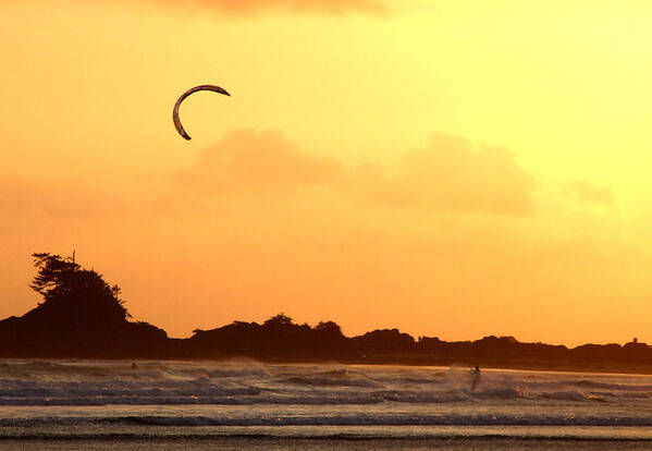 Ocean Art Print featuring the photograph Kitesurfing the sunset by Mark Alan Perry