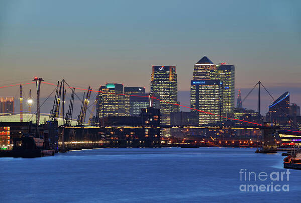 Architecture Art Print featuring the photograph London Skyline - Victoria Dock by David Bleeker