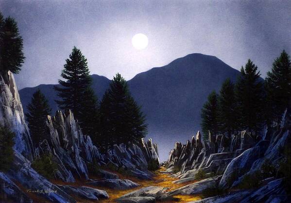 Mountains Art Print featuring the painting Sierra Moonrise by Frank Wilson