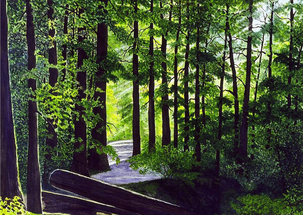 Landscape Art Print featuring the painting Sunlit Path by Mark Regni