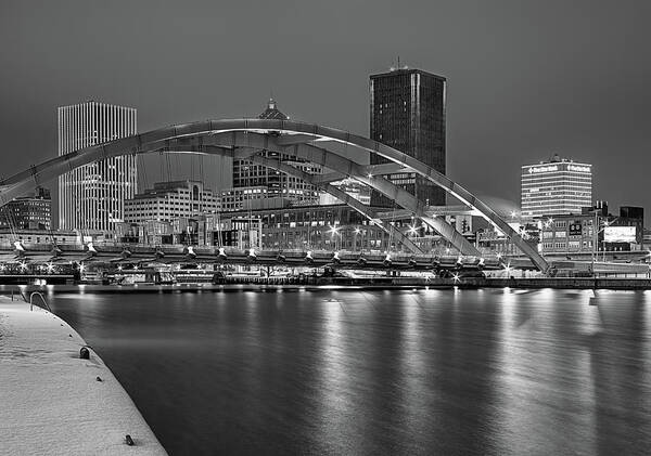 Rochester Art Print featuring the photograph Downtown Rochester New York Black and White by JC Findley