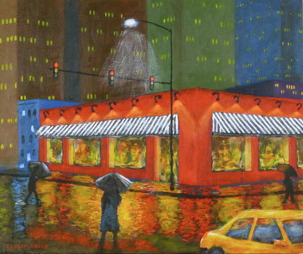 City Rain Art Print featuring the painting City Showers by J Loren Reedy