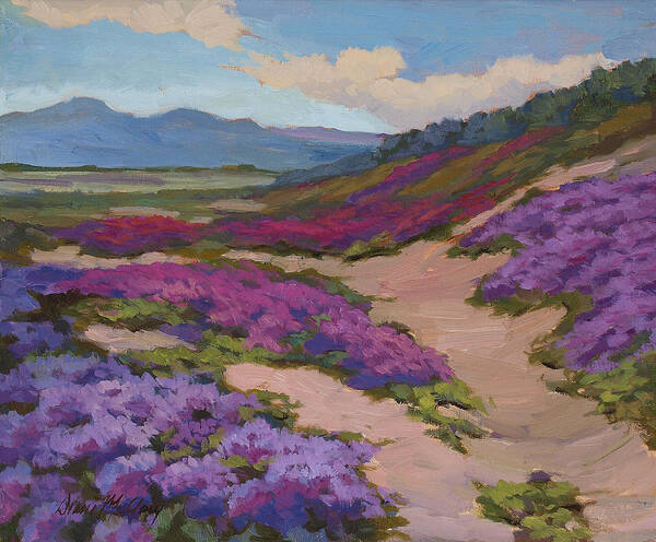 Verbena Art Print featuring the painting Verbena Harmony in Purple by Diane McClary