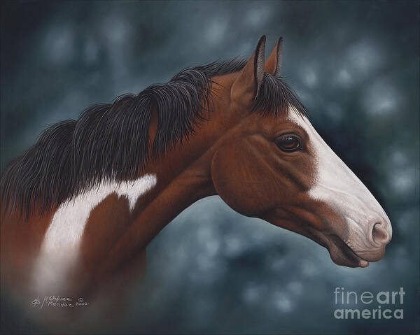 Horses Art Print featuring the painting Cara Blanca by Ricardo Chavez-Mendez