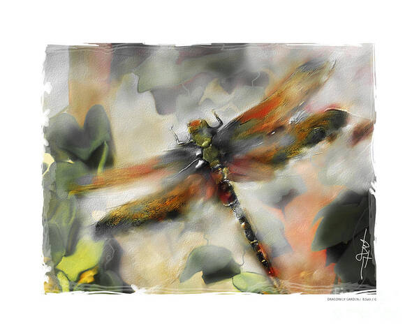 Impressionism Art Print featuring the painting Dragonfly Garden #1 by Bob Salo
