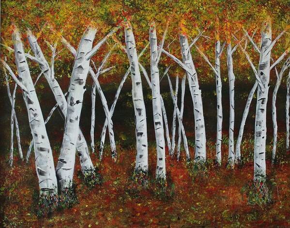 Aspens Art Print featuring the painting Aspens in Fall 1 by Melvin Turner